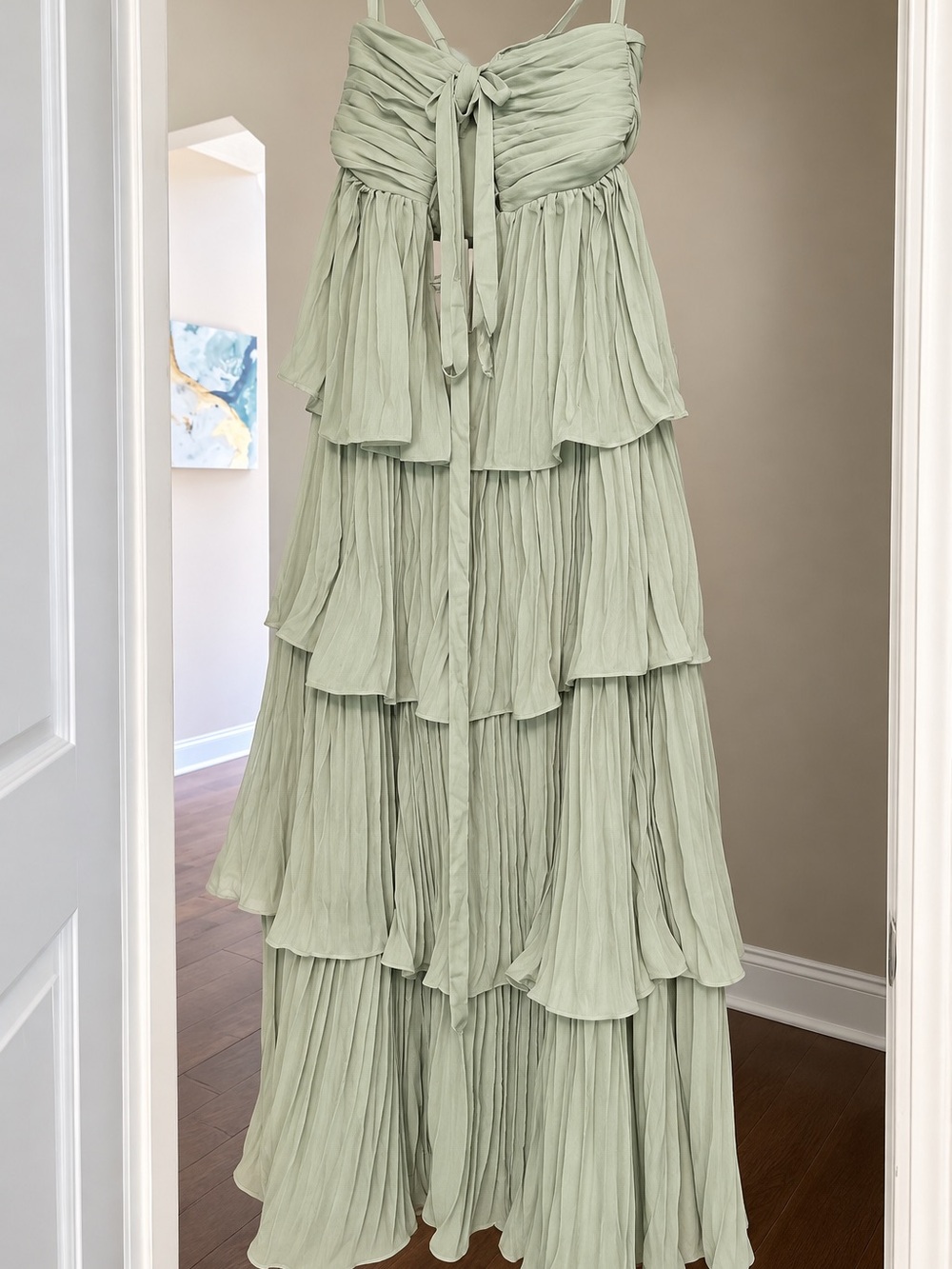 Tiered Ruffle Maxi Dress - Sage Green - Picture 4 of 5